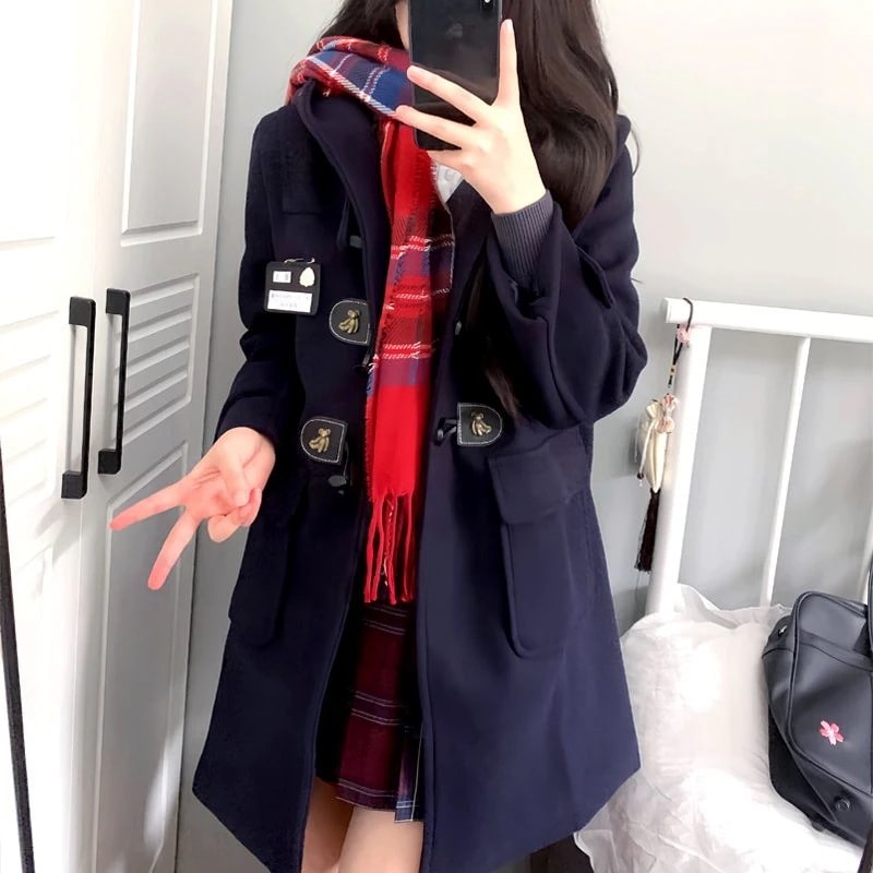 その他メンズファッションその他本日の限定商品牛角バックルコート大学風小物学用品センスJK制服ツイードジャケットロング秋冬 韓国制服 制服 制服スカート カーディガン 制服