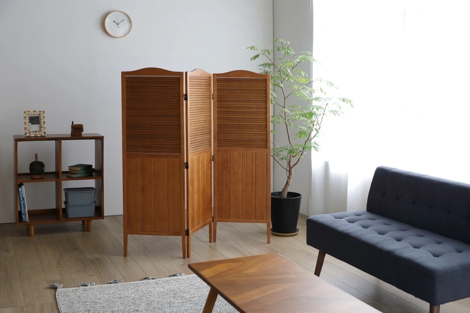 パーテーション 折りたたみ 衝立 間仕切り おしゃれ レトロ アンティーク 目隠し パーティション 折り畳み ルーバー スクリーン 木製 435mmx1350mm 3連