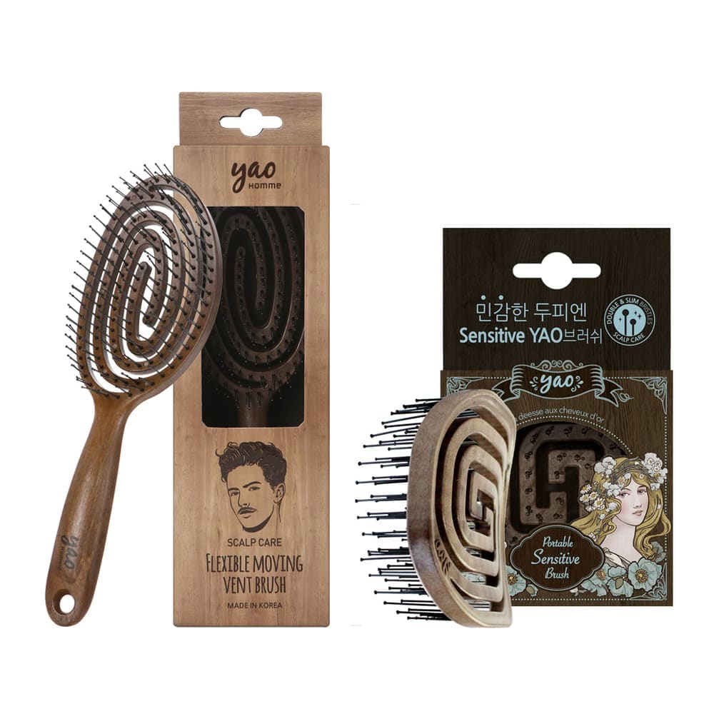 YAO HOMME ポータブルセット (HOMME ウッドセンシティブ+ポータブルセンシティブ) ヘアブラシ
