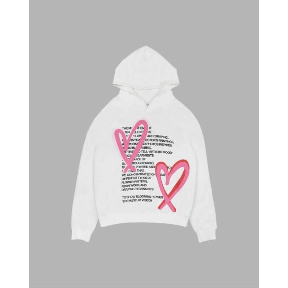 THE MUSEUM VISITOR HEART PRINTED INSIDEOUT HOODY WHITE 1
