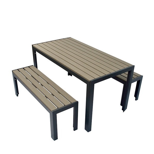 旭興進 aks-28464 人工木テーブル長方形 ベンチ120 2台セット メーカー直送