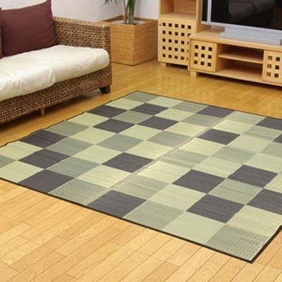 イケヒコ・コーポレーション 純国産 い草ラグカーペット 『Fブロック2』 グレー 約191×191cm（裏:ウレタン） 8220620 【送料無料】