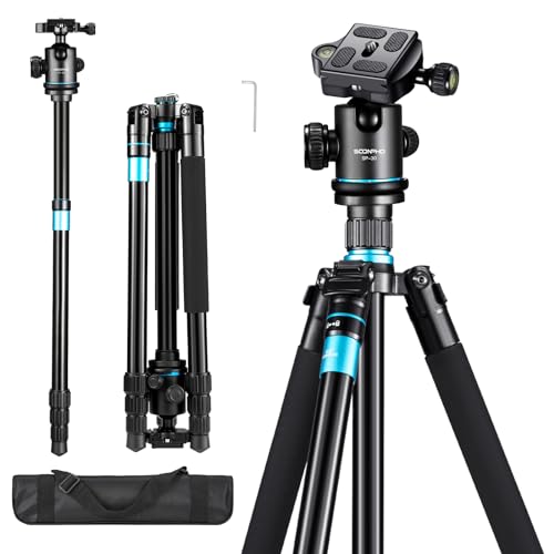 SOONPHO SP30 カメラ三脚 159cm ビデオ三脚 軽量 スマホ三脚 コンパクト ４段階伸