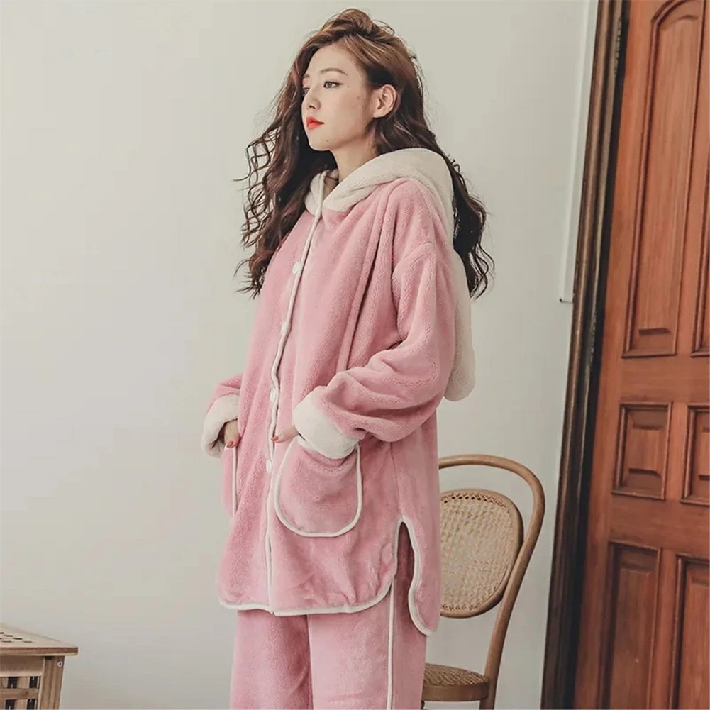 マタニティ パジャマ 冬 モコモコ うさぎ かわいい 前開き 長袖 マタニティ ルームウェア 授乳口 付き ウエスト調節 パジャマ 上下セット マタニティ パジャマ ギフト パンツ トップス かわいい