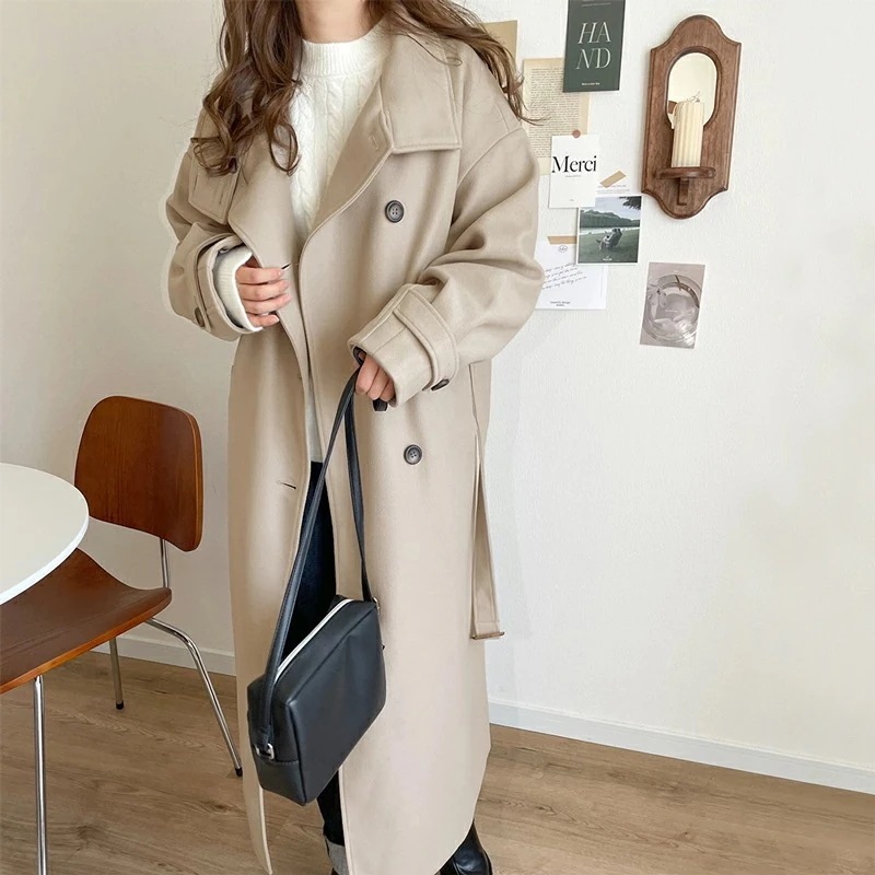アウター コート レディース ロング丈 ニット モッサ スタンド 2way カラー ロングコート ゆったり オーバーシルエット 保温 厚手 暖か トレンチコート ボタン ポケット ウエストベルト