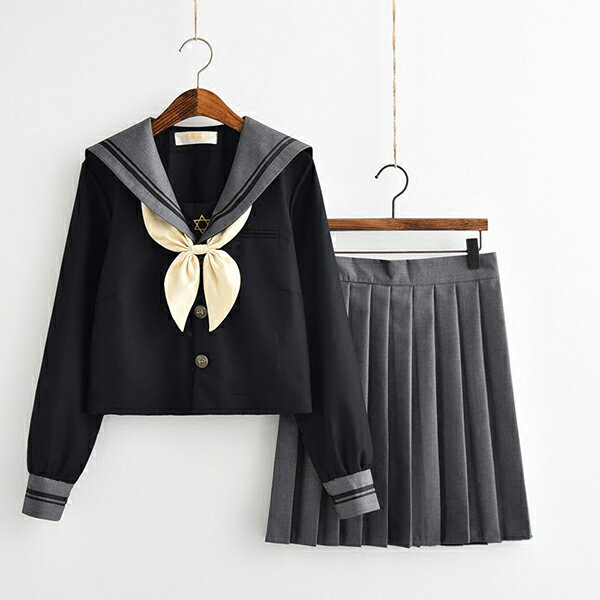 セーラー服 長袖 学生 制服 セーラー長袖 シャツ フリルスカートブラック セーラー服スーツ スタイル 制服 女子高生 衣装 海軍制服 コスチューム衣装 JK制服大人用 ハロウィン 女子高生 衣装 学