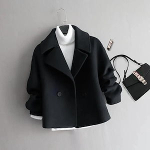 コート ジャケット レディース アウター オフホワイト ブラック ウール トラッドスタイル 体型カバー