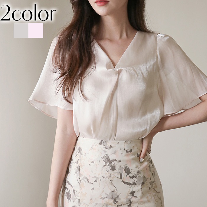 ブラウス レディース 夏 Ｖネック シースルー エレガント デート