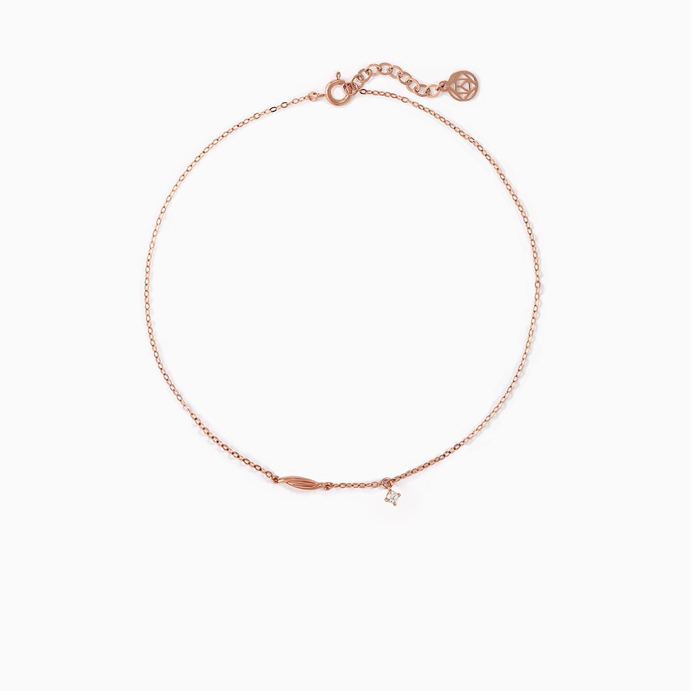 14K 18K 結び目ストーンアンクレット