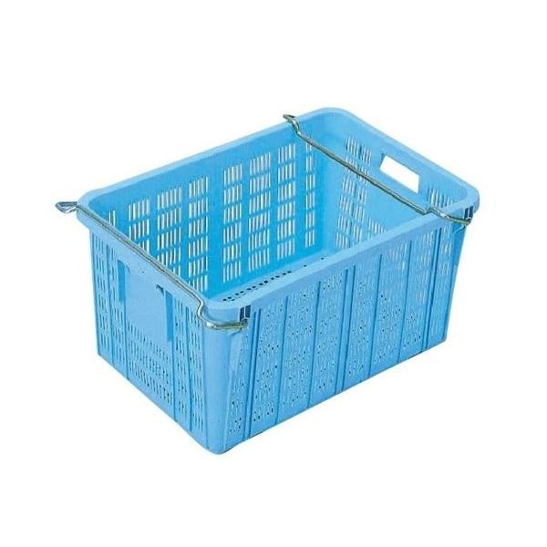(5個セット)プラスケット/網目ボックス (No.750 金具付き) ブルー スタッキング金具使用時：段積み可