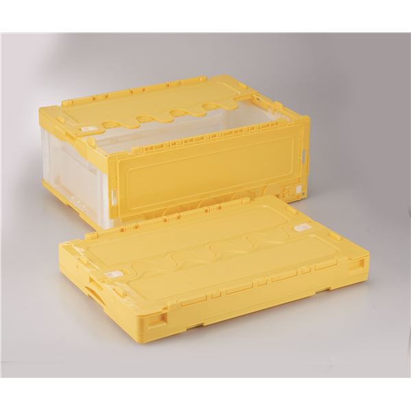 フタ付き折りたたみコンテナ/オリコン (55L/イエロー透明) CF-S56NR 岐阜プラスチック工業