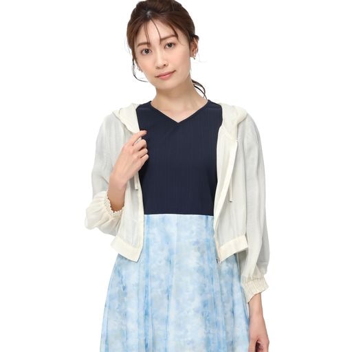 レディース ブルゾン ラメ シアー ジャケット 羽織り アウター MM418506 IVORY