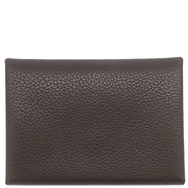 エルメス HERMES カードケース カルヴィ デュオ バレニアフォーブル エベンヌ シルバー金具 茶 グレー バイカラー フラグメントケース W刻印(2024年製) 【箱】【中古】