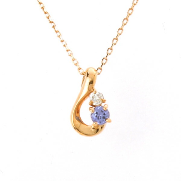 リボン済＆紙袋 正規品 ネックレス レディース しずくモチーフ ネックレス 12月 誕生石 誕生日 タンザナイト ダイヤモンド K10ピンクゴールド 25,875円