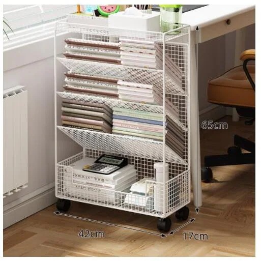 2025年新型本棚 収納棚 ブックシェルフ デスクサイド本棚 キャスター付き スリム ファイルワゴン 本立て 大容量 教科書 漫画 雑誌収納 学校オフィス用