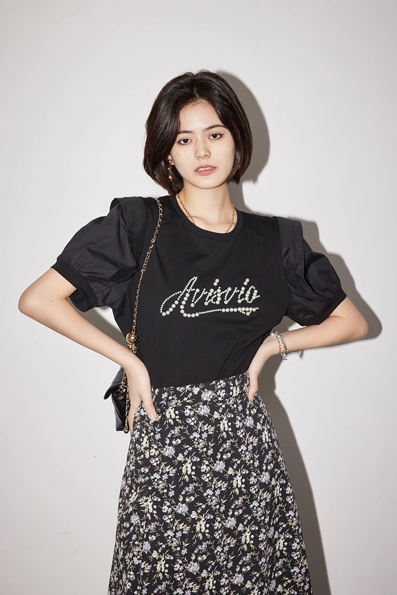 ビーズ 半袖 トップ レディース ルーズ ラウンドネック 通勤 夏 Tシャツ 個性的 トップス Tシャツ ブラウス 白トップス 袖あり 半袖 ラウンドネック シフォン かわいい きれいめ おしゃれ