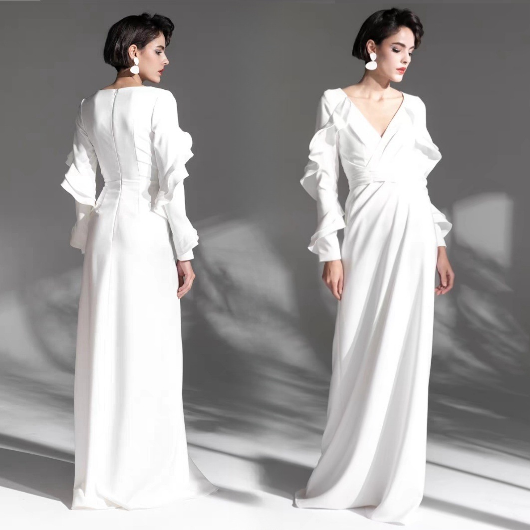 ウエディングドレス 白 パーティードレス ワンピース レディース ロング丈 お呼ばれ 二次会 ピアノ 発表会 結婚式ドレス 大きいサイズ エレガント 花嫁 発表会 演奏会 体型カバー ロングドレス