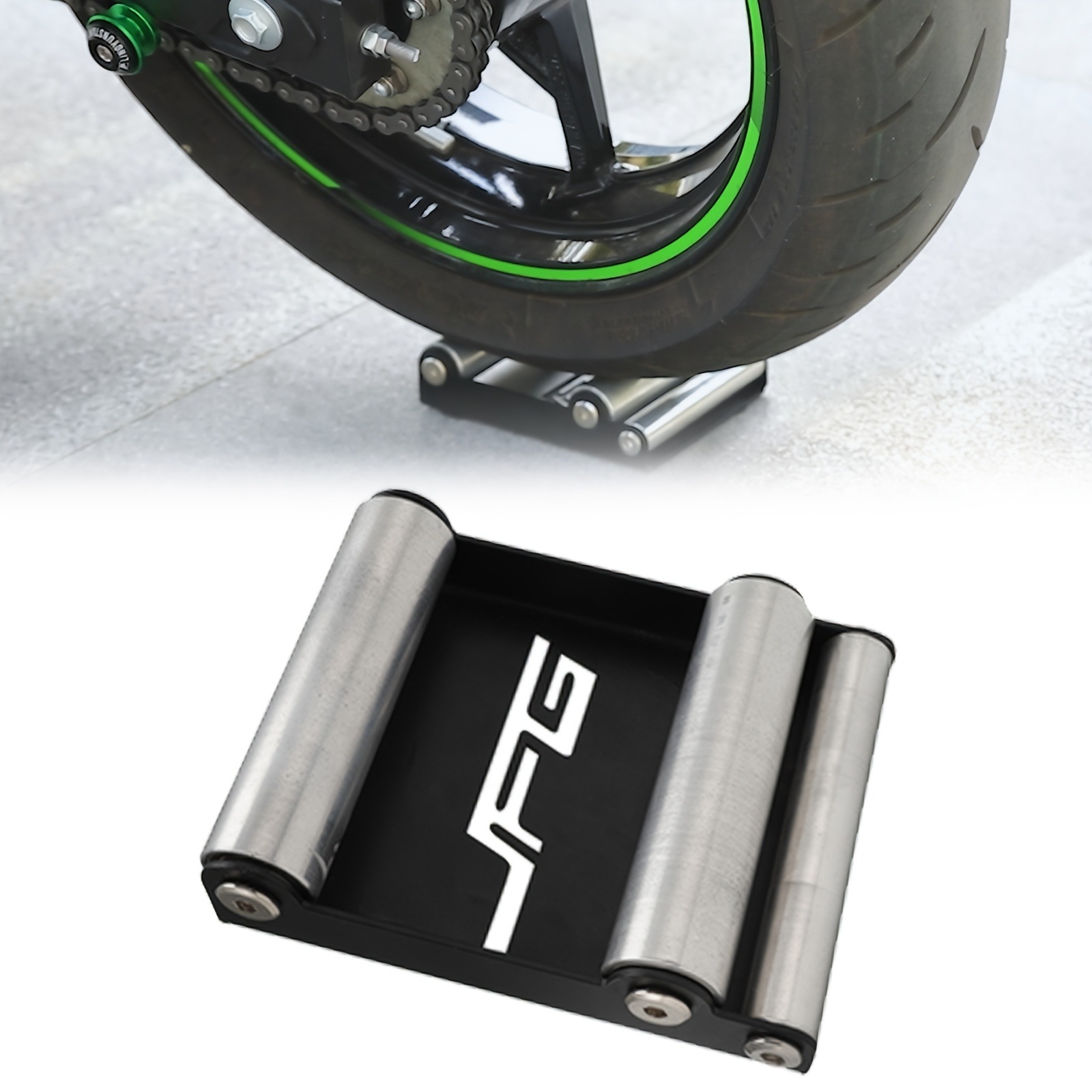ユニバーサル オートバイ ホイール クリーニング スタンド 219.99KG 耐荷重 鉄製 タイヤ パドック ストリートバイク用 タイヤ幅 180mm未満 対応 ブラック