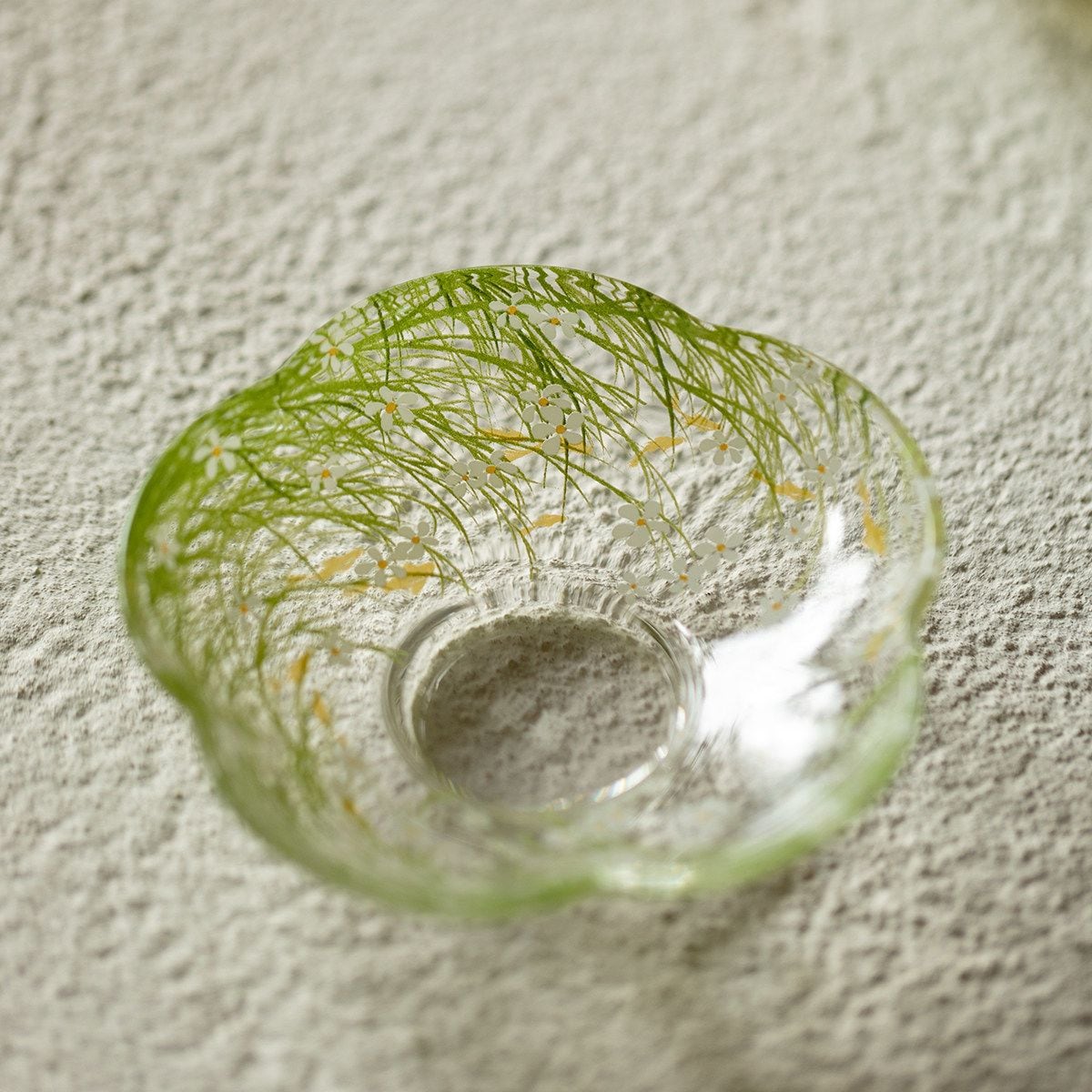 里作 芊野ガラス三才蓋碗 精巧な手描き高ホウケイ酸透明茶碗 カンフーティーセット