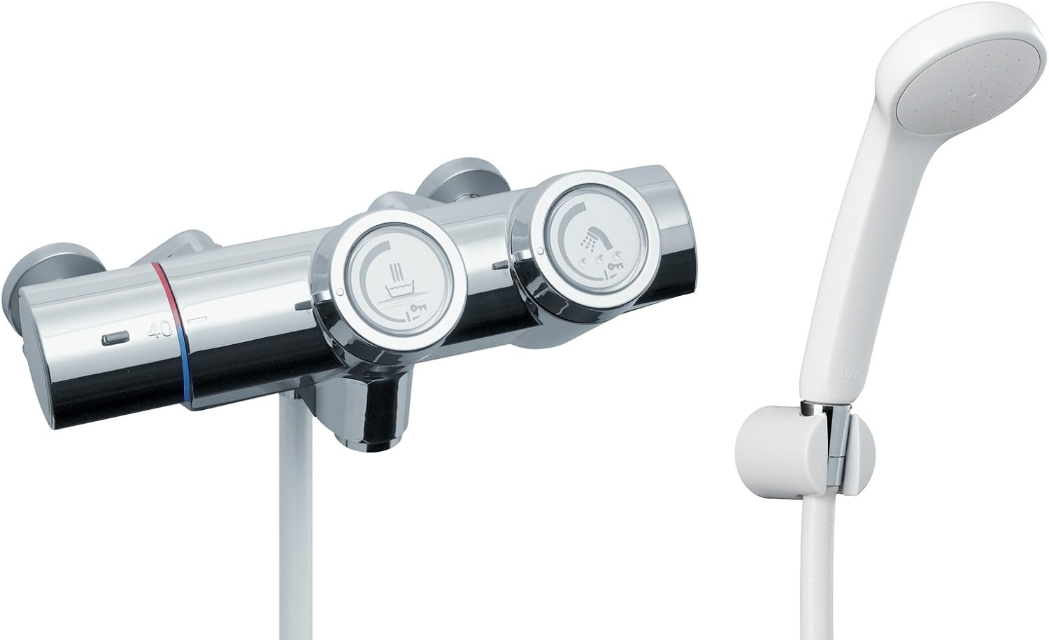 LIXIL(リクシル) INAX 浴室用 サーモスタット付シャワーバス水栓 エコフルシャワー プッシュ操作 洗い場専用 凍結防止水抜き仕様 RBF-815N