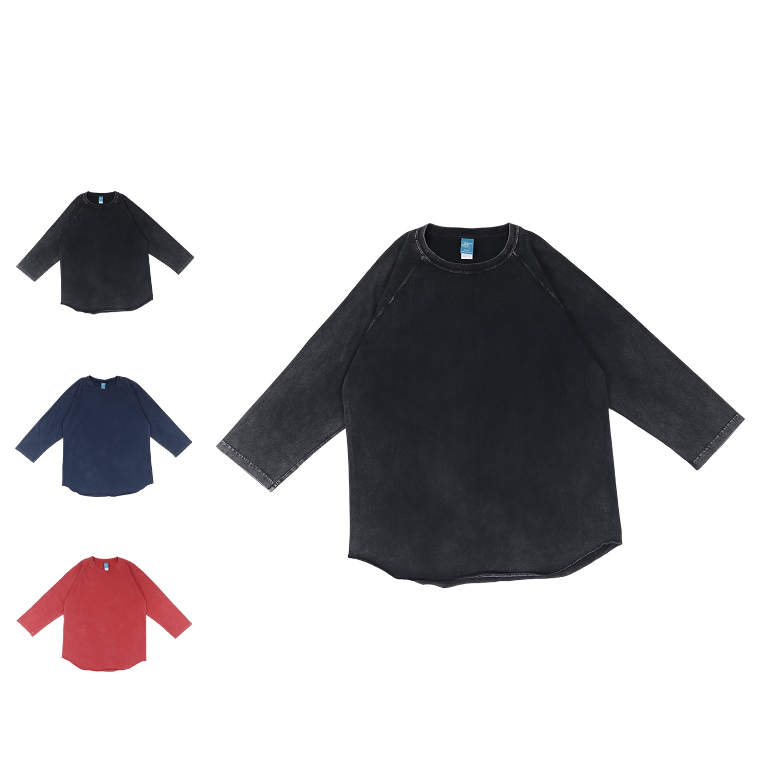 Tシャツ 7分袖 ラグラン カットソー ロンT 長袖 メンズブラック ネイビー レッド 黒 GOLT-601VD