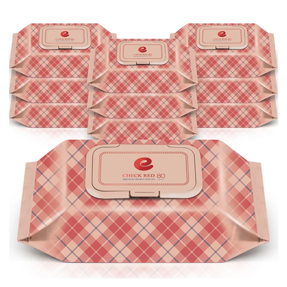アンブランチェックレッドベビーティッシュキャップタイプ60gsm80枚10個