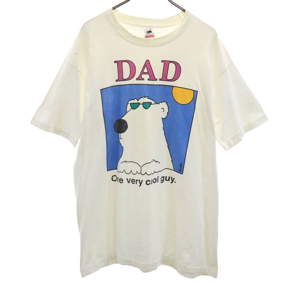 90s USA製 イラスト プリント 半袖 シングルステッチ boynton Tシャツ XL ホワイト系 ボイントン オールド ヴィンテージ メンズ 7,030円