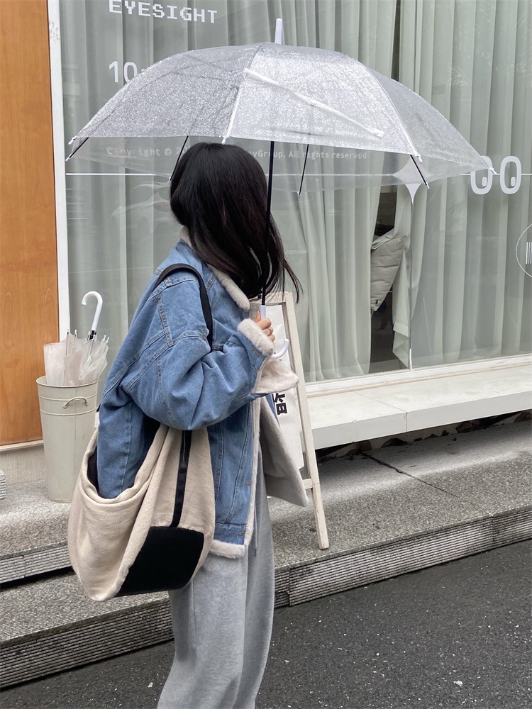 INSスタイル 毛皮一体 冬 リバーシブル ゆったりする スリム ウサギ毛 デニムジャケット 厚手 コート ジャケット 新品