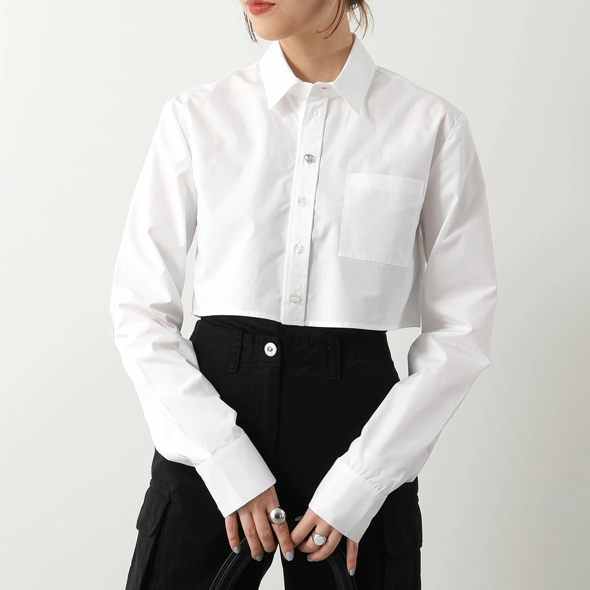 Coperni コペルニ シャツ CROPPED SHIRT COPCH27300 レディース ブラウス 長袖 コットン クロップド丈 胸ポケット OPTIC-WHITE