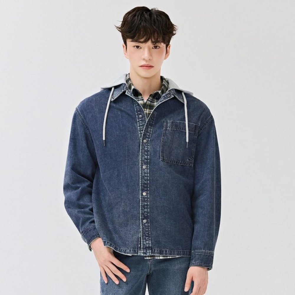 （チェースカルト）コモンアウターウェアフード付きデニムシャツ-DERU5431B04