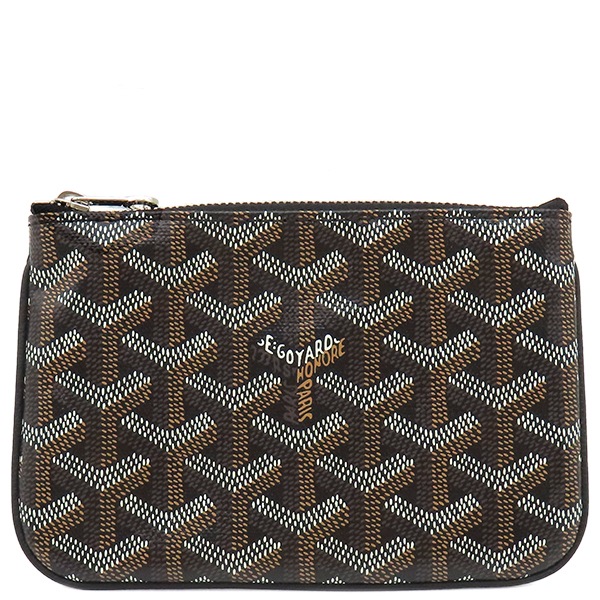 ゴヤール GOYARD ポーチ セナ ゴヤールディンキャンバス ブラック シルバー金具 黒 ヘリンボーン柄 【箱】【中古】
