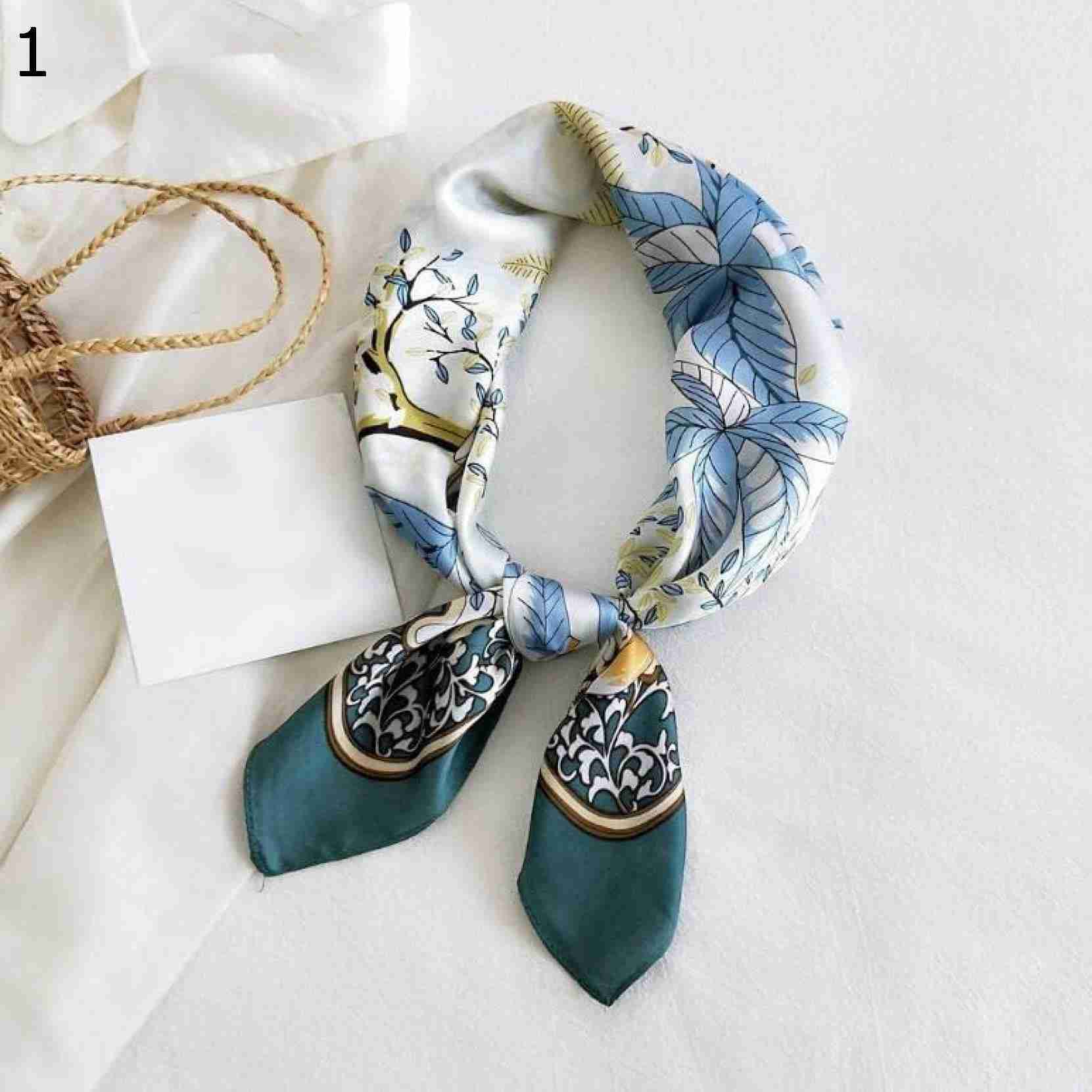 【20%OFFクーポン～】夏の女性ラップ ヒジャーブ魅力的な葉印刷サテン スクエア レディース スカーフ多機能ポリエステル スカーフ スカーフ (Color : Green Size : 70x