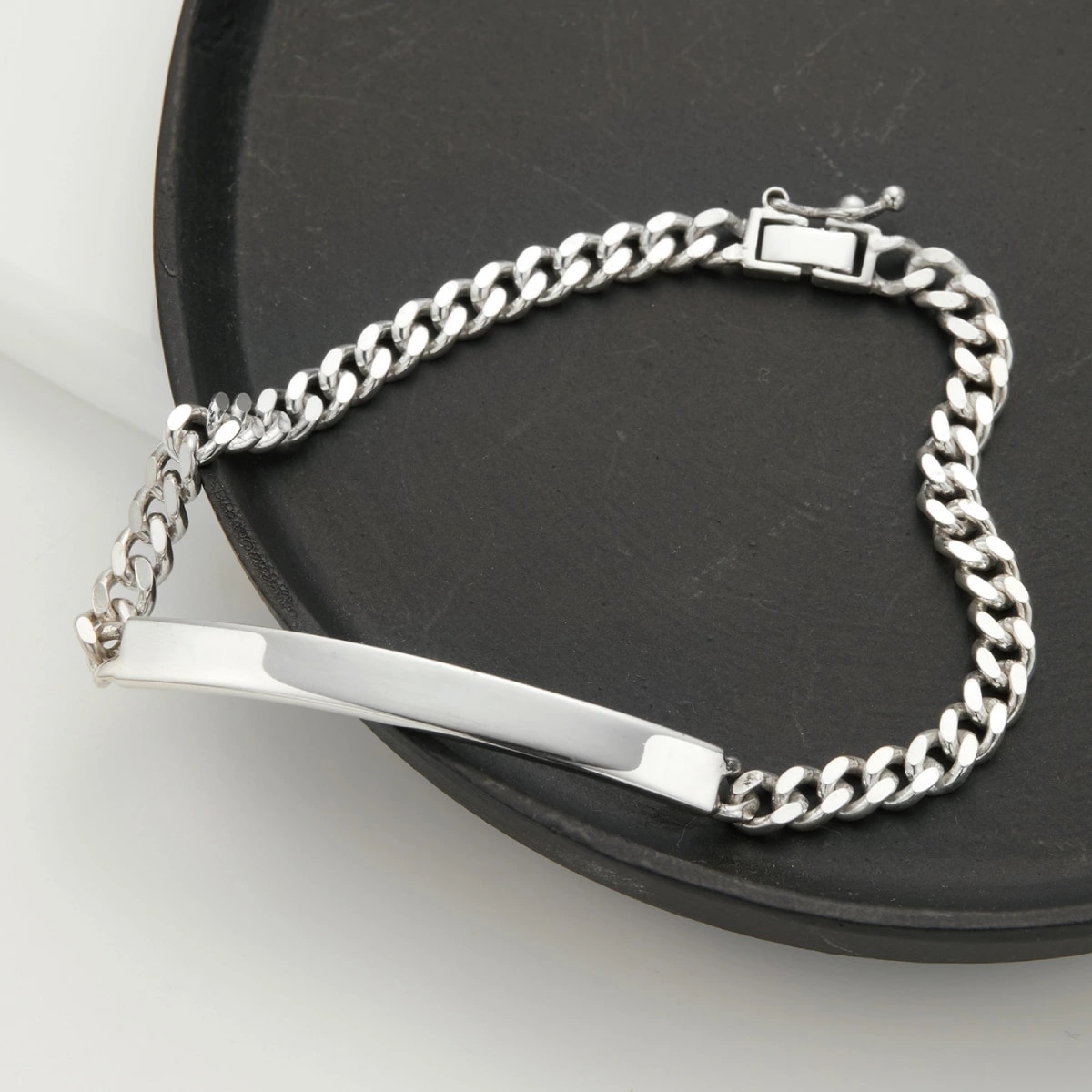 ブレスレット シルバー925 メンズ 21cm 喜平チェーン プレート シンプル 存在感