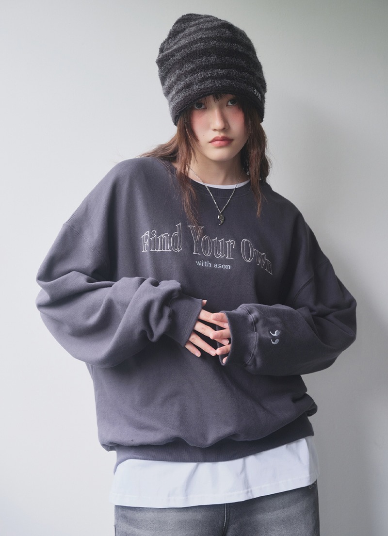 【AS"ON】 COMFY BOXY SWEATSHIRT / CHARCOAL 正規品