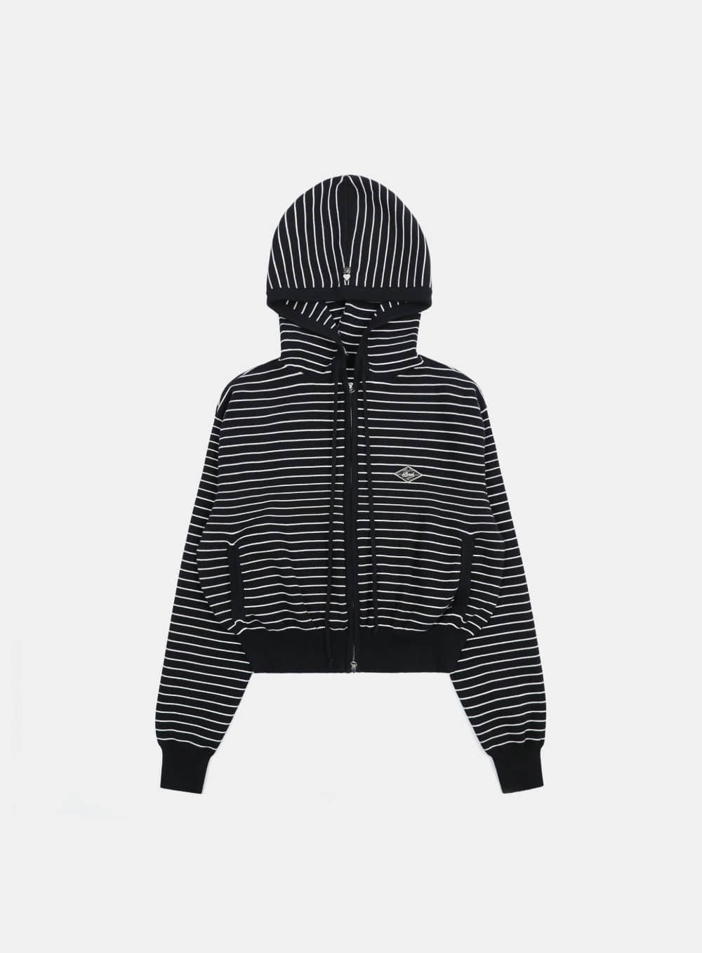 【BADBLOOD】 BEYOND SOFT KNIT HOODED ZIP-UP : STRIPE BLACK
