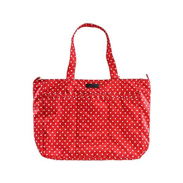JuJuBe Super Be Large Everyday Lightweight Zippered Tote Bag， Onyx Collection - Black Ruby - Red/Whi旅行バッグ