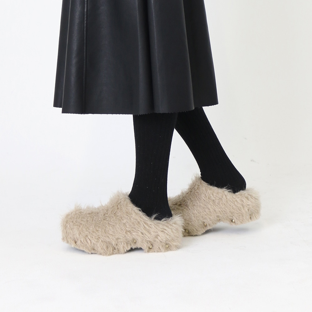 Shearling Clog Mule ivory