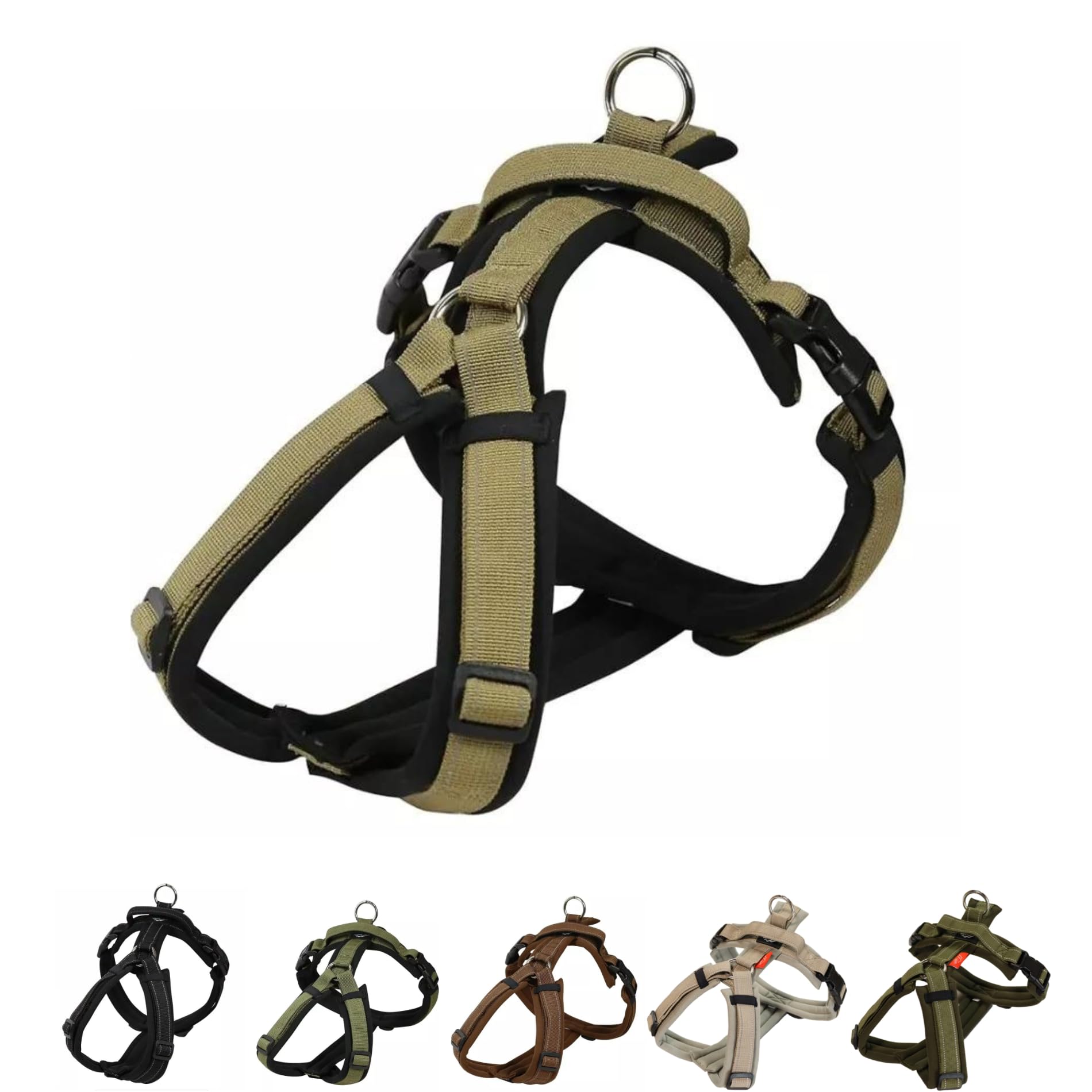 Hakusan ゼロハーネス 負担軽減 犬用ハーネス サイズ調整可 簡単着脱 夜間反射材 軽量 通気 ハンドル付き ネームプレート M サイズ ブラック×ベージュ