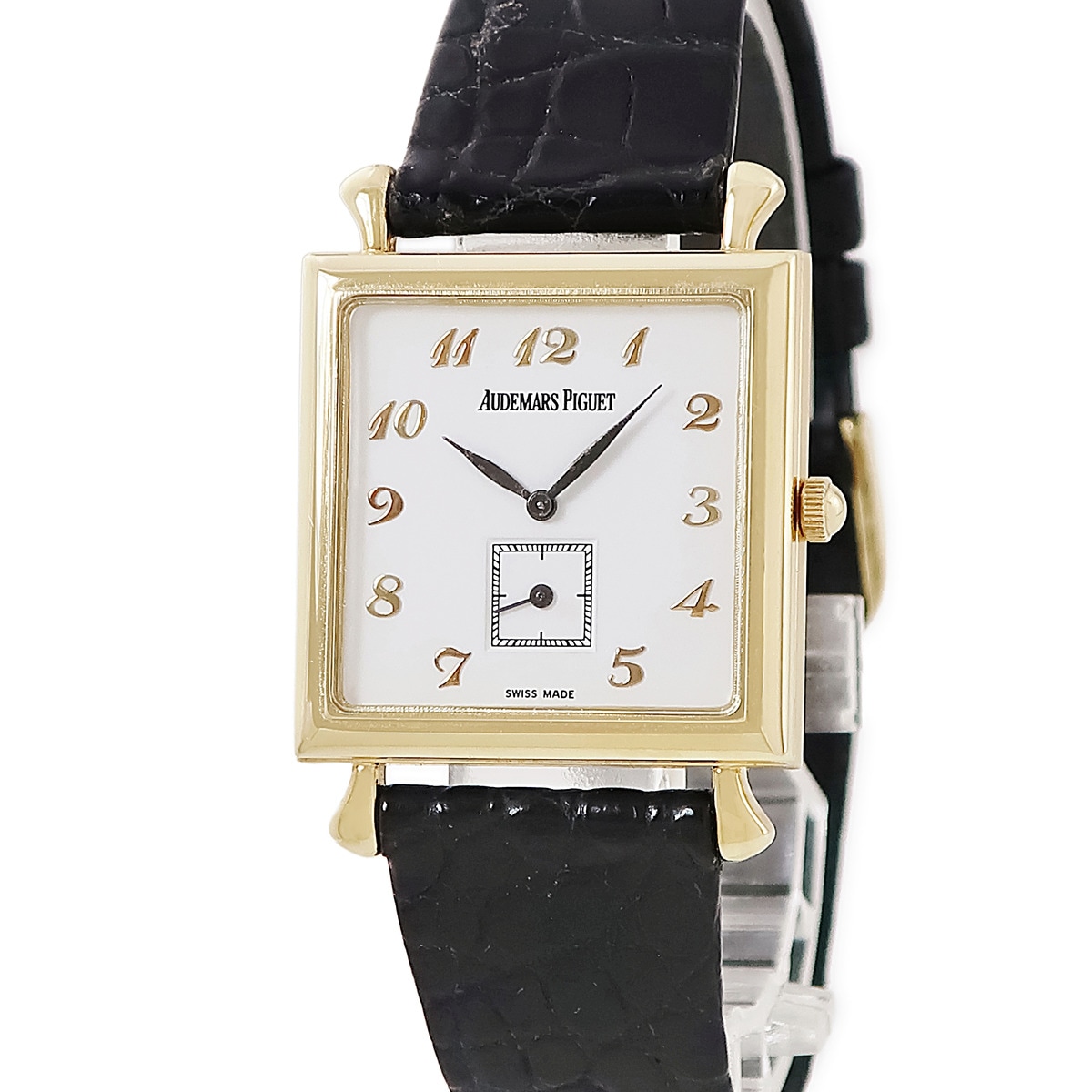 カレ 14876BA.0.0002 手巻き メンズ レディース OH済 K18YG無垢 スクエア 白 アラビア ヴィンテージ 3年保証