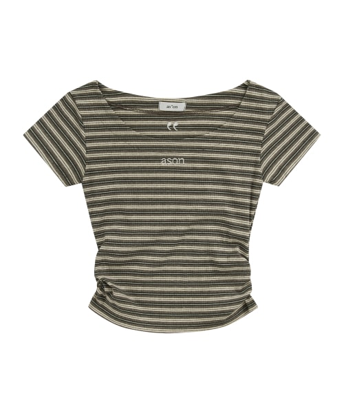 【AS"ON】 RAIL STRIPE TEE / BROWN 正規品