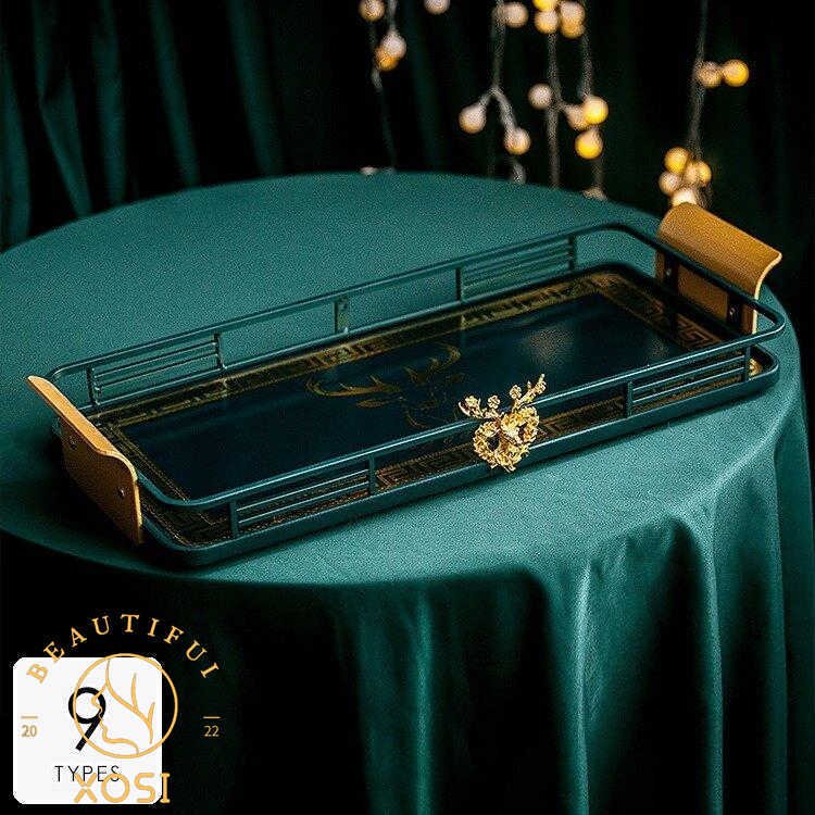 日用雑貨 配膳用品 キッチン雑貨 キッチン用品 トレー ラック 2段ラック お盆 ロゴ 蝶々 高見え 来客用 グリーン レッド グレー ブルー リラックス/[ahr75]