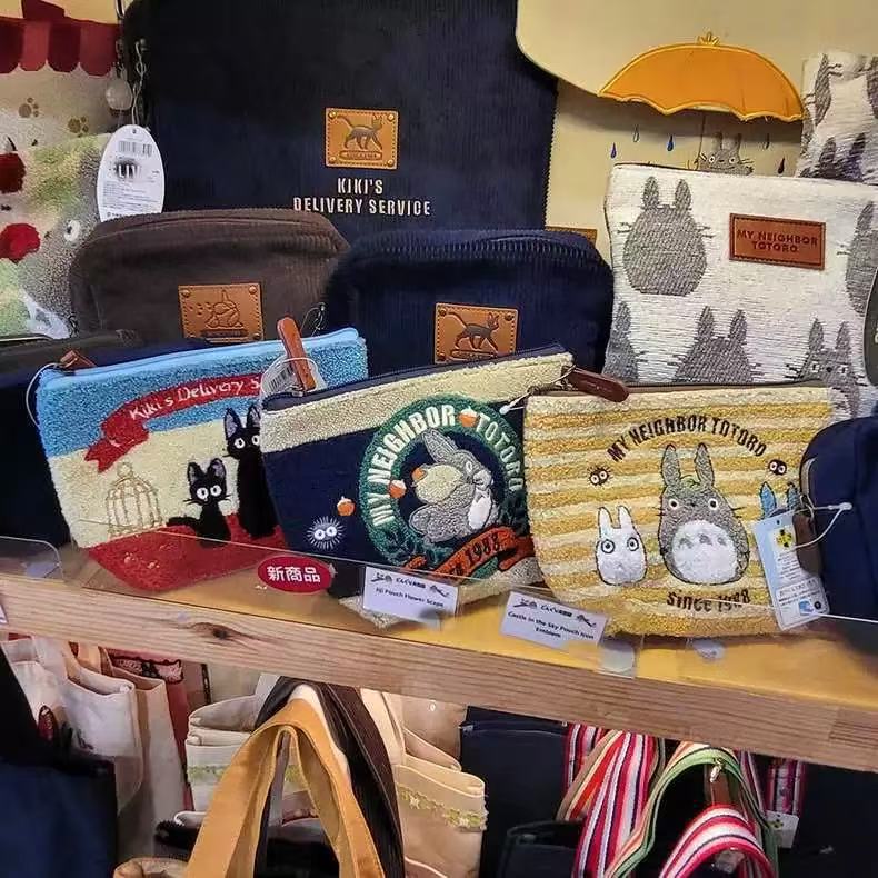10個セット カートゥーン宮崎駿化粧ポーチ可愛いハンドバッグぬいぐるみ刺繍収納ポーチ