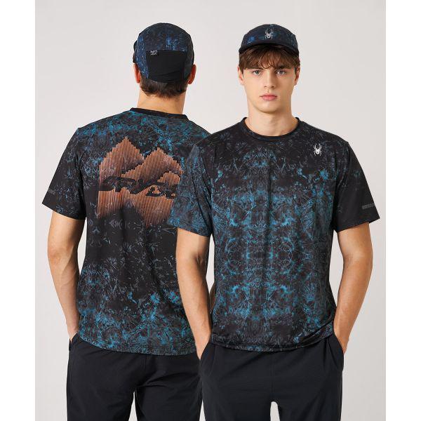 男性オーロラグラフィックランニング半袖Tシャツ SPKFCNRS232MDGN 659849