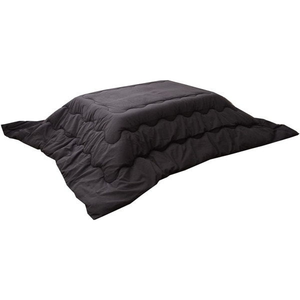 1380000002935 こたつ布団 正方形 掛け単品 つむぎ調 先染めつむぎIT ブラック 205×205cm 厚掛けタイプ メーカー直送