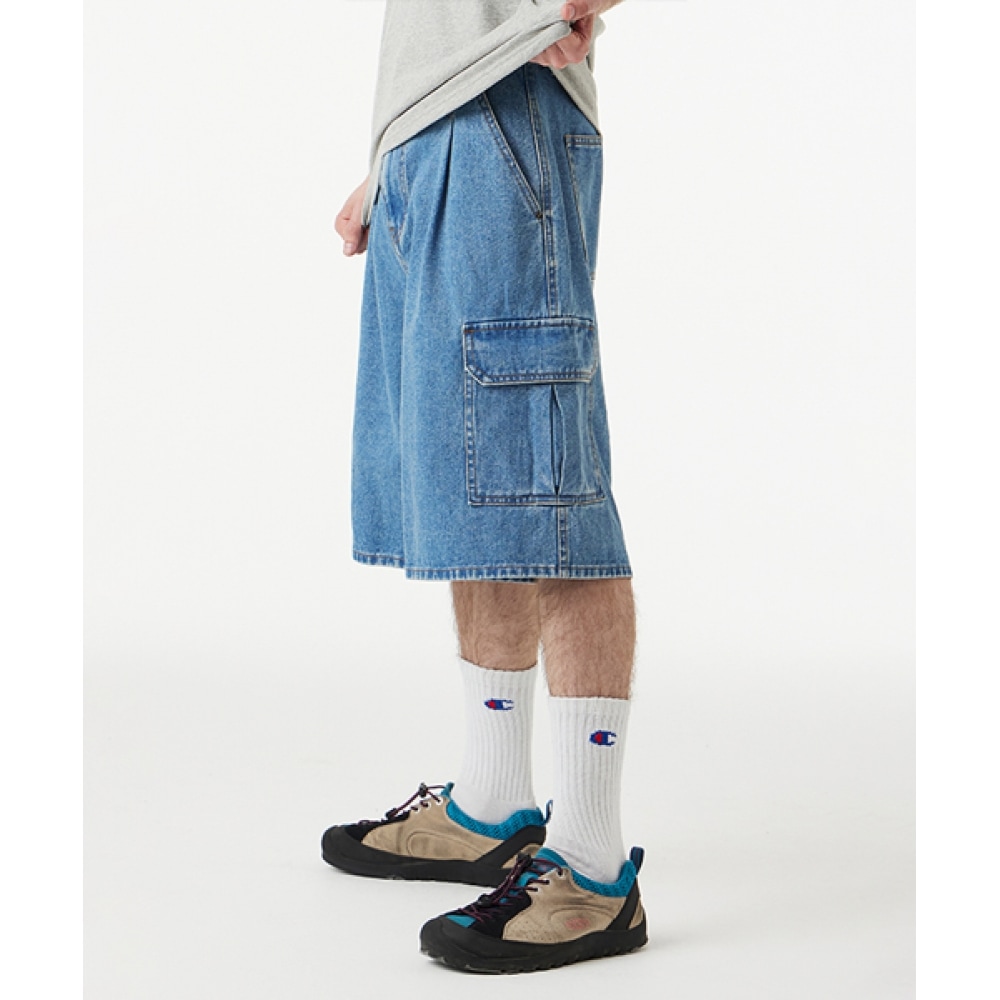 アーバネージバミューダカーゴデニムショート_ライトブルー