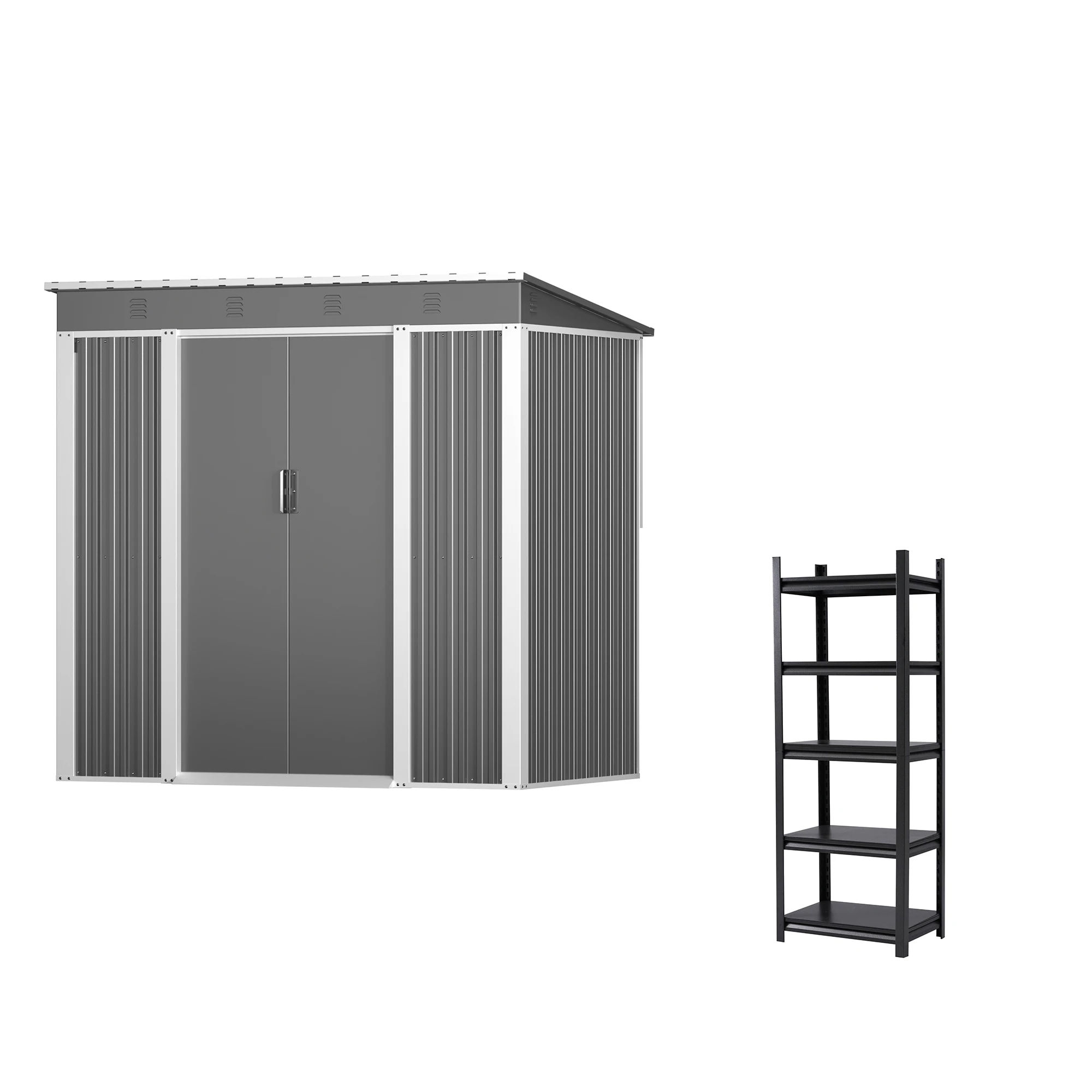 【国内発送&送·料·無·料】【2025年新仕様】【収納棚付き】物置 屋外 倉庫 スチール 大型 幅192*奥行き125*高185 物置き 防水 戸外収納庫 収納庫 屋外物置 防さび ベランダ おしゃれ