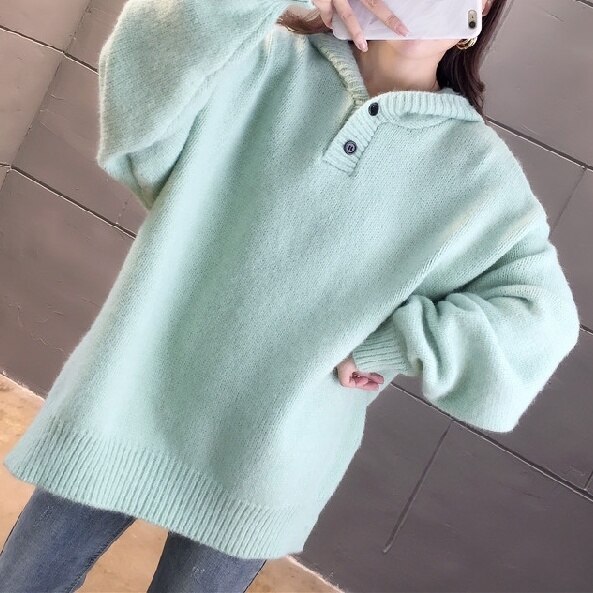 5color ニット セーター プルオーバー オーバー 長そで 長袖 フード付き フード パステルカ