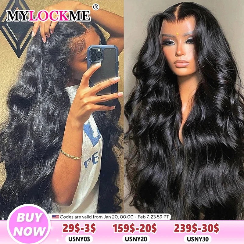 ボディウェーブレースウィッグ,接着剤なし,透明な人間の髪の毛,すぐに着用可能,4x4,6x4,5x5,13x4,13x6