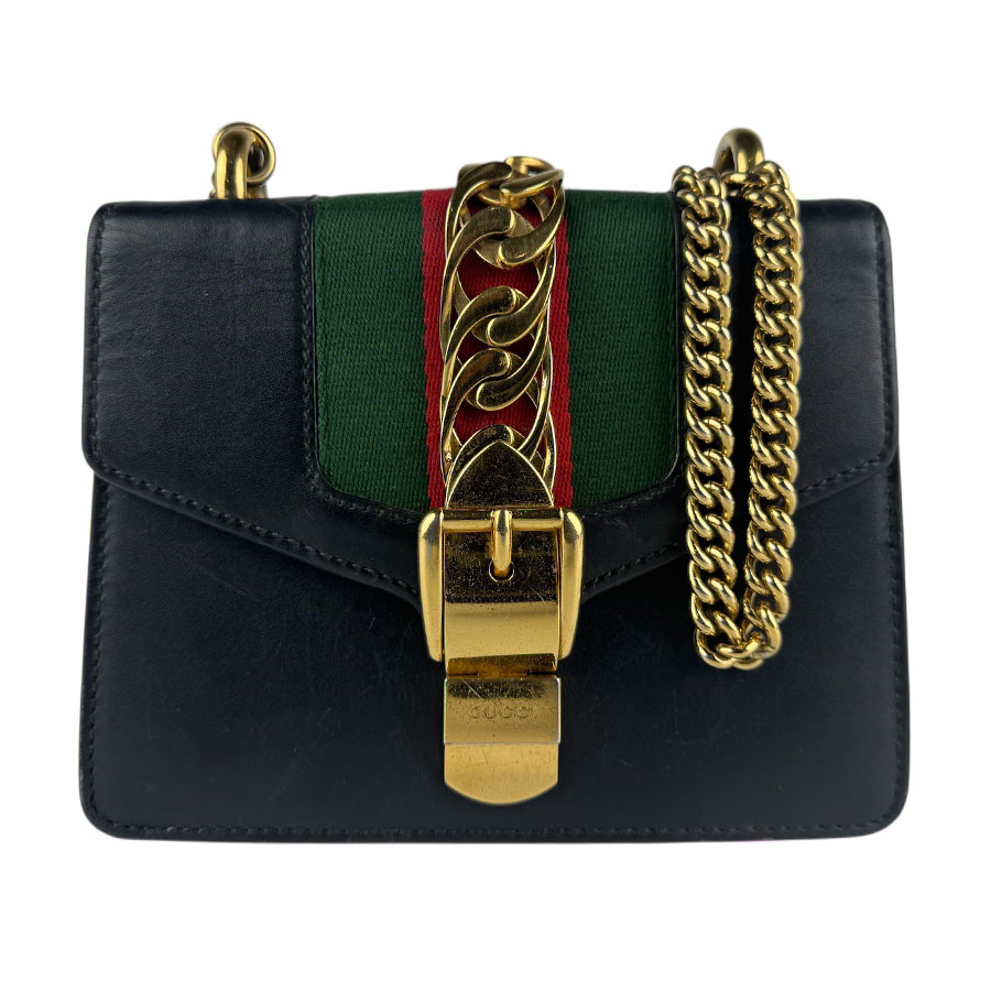 グッチ GUCCI ショルダーバッグ シルヴィ レザー/メタル ブラック レディース 431666 z8100