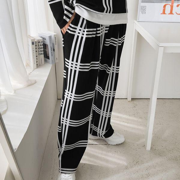 メンズワイドダブルチェック スパン バンディング パンツ 5C PTA Q081 ヨンカキ_P406028254